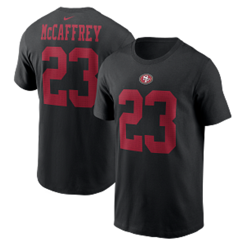 San Francisco 49ers Mens Black Nike Christian McCaffery #23 Players T Shirt