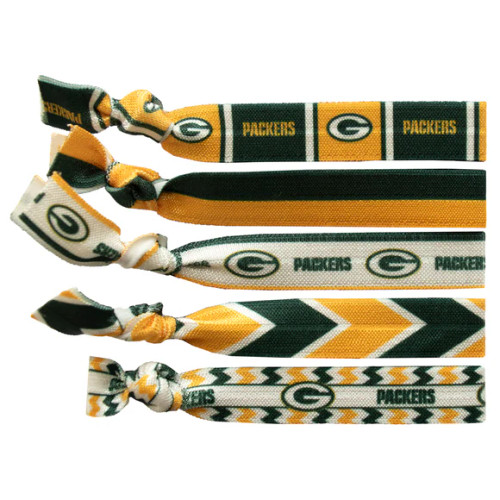 Green Bay Packers Team Logo Knotted Hair Ties Five Pack by Little Earth Productions 