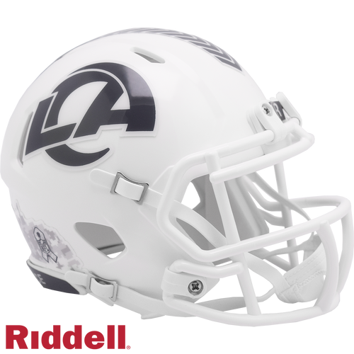 Los Angeles Rams White and Camo NFL Salute to Service 2024 Mini Speed Helmet by Riddell