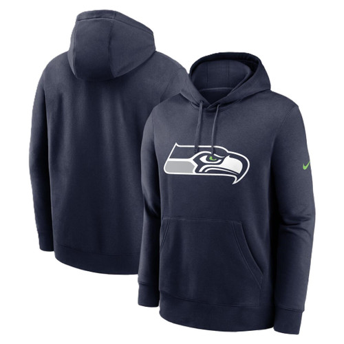 Seattle Seahawks Mens Navy Blue Nike Club Logo Pullover Hoodie
