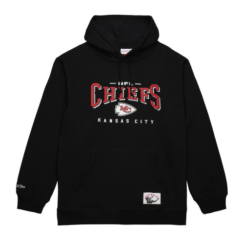 Kansas City Chiefs Mens Black Heritage Vintage Hoodie with Throwback Patch by Mitchell and Ness