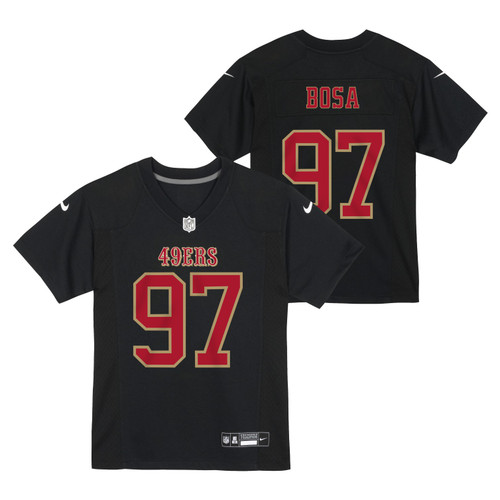 San Francisco 49ers Youth Black and Red Nike Nick Bosa 97 Players Jersey by Outerstuff
