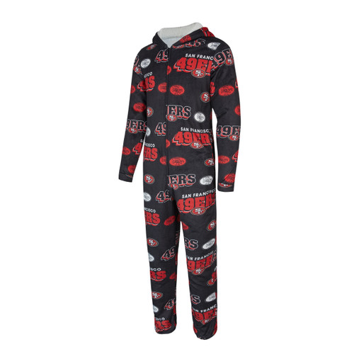 San Francisco 49ers Mens Black and Red One Half Zip Union Sleeper with Hood by Concept Sports
