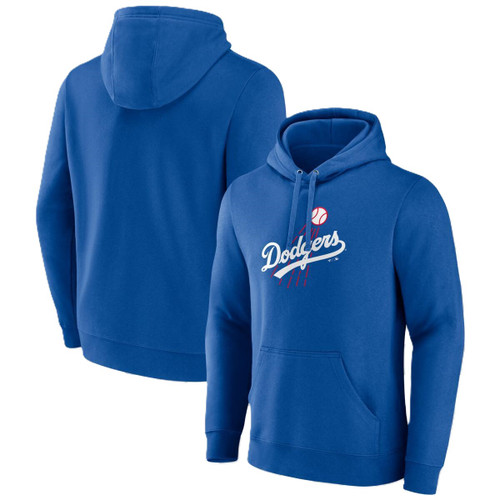 Los Angeles Dodgers Mens Royal Blue Cotton Pullover Hoodie with Cooperstown Official Logo