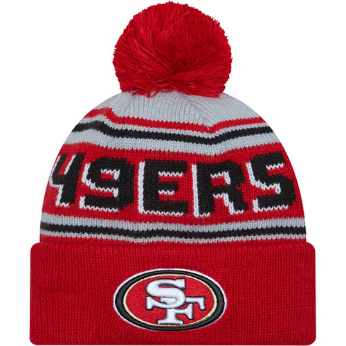 Men's San Francisco 49ers Red Wordmark Pom Sport Knit New Era 2024 