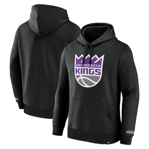 Sacramento Kings Mens Black Cotton Poly Pullover Hoodie with Full Chest Logo