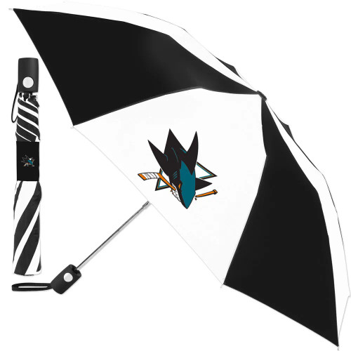 San Jose Sharks Black and White 42 in Folding Umbrella by Wincraft 