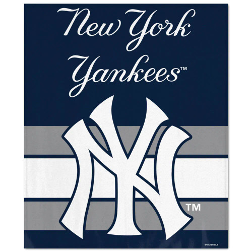 New York Yankees Navy and White 50x60 Ultra Soft Fleece Blanket with Team Logo by Wincraft 
