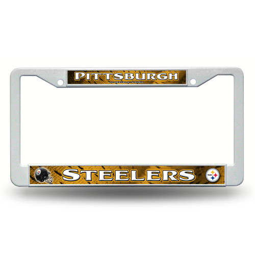 Pittsburgh Steelers White and Gold Plastic License Plate Frame by Rico 