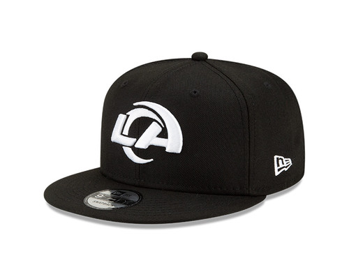 Los Angeles Rams Black Stock Snapback Hat with White Logo by New Era 
