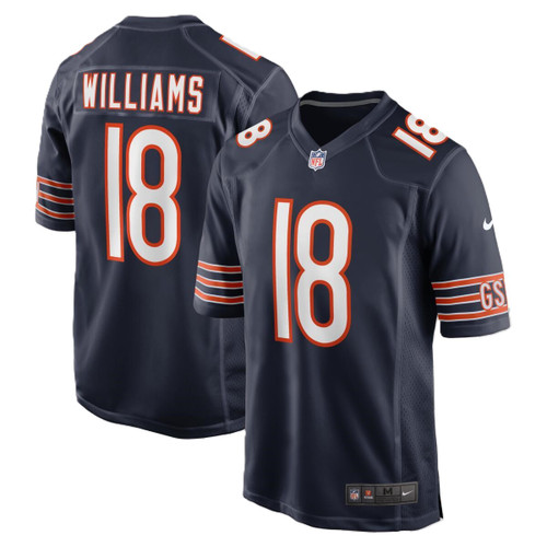 Chicago Bears Mens Marine Grey Nike Caleb Williams #18 Home Players Jersey