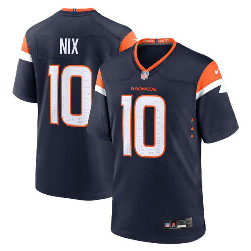 Denver Broncos Mens Navy Nike Bo Nix #10 Alternate Game Day Players Jersey