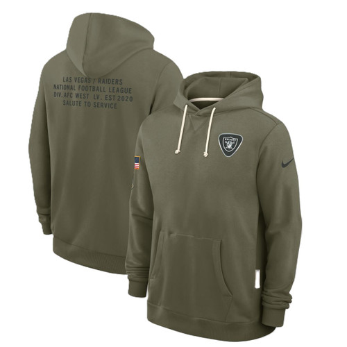 Las Vegas Raiders Mens Olive Nike Salute to Service Hoodie with Left Chest Logo