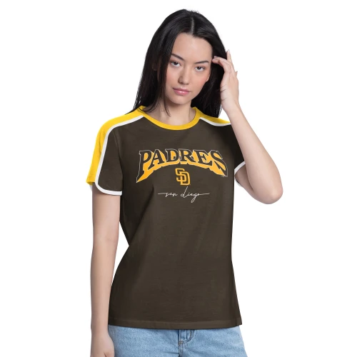 San Diego Padres Womens Three Color Round Neck Tee Brown GIII