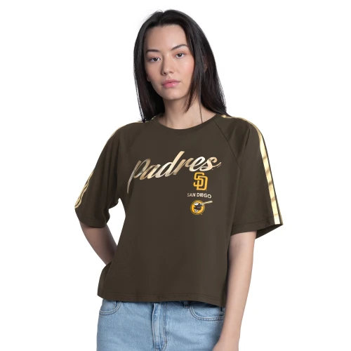 San Diego Padres Womens Cropped Tee Brown GIII