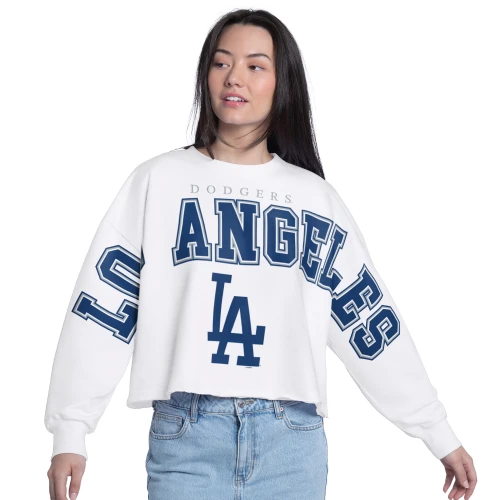 Los Angeles Dodgers Womens Cropped Long Sleeve Shirt White GIII