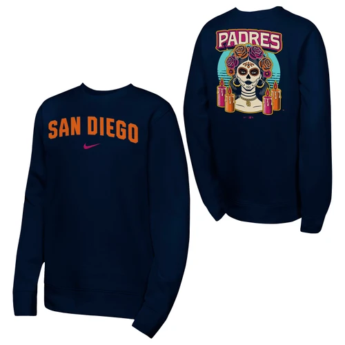 San Diego Padres Youth Pullover Crew Sweatshirt 2 Sided City Connect Black