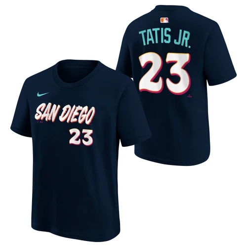 San Diego Padres Fernando Tatis Jr. # 23 Youth Name And Number Tee City Connect Dark Obsidian Nike