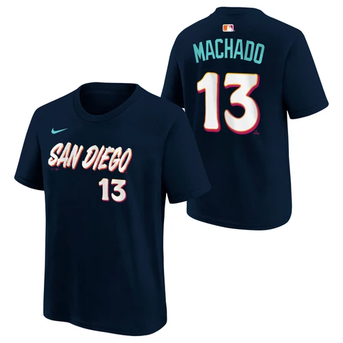 San Diego Padres Manny Machado # 13 Youth Name And Number Tee City Connect Dark Obsidian Nike