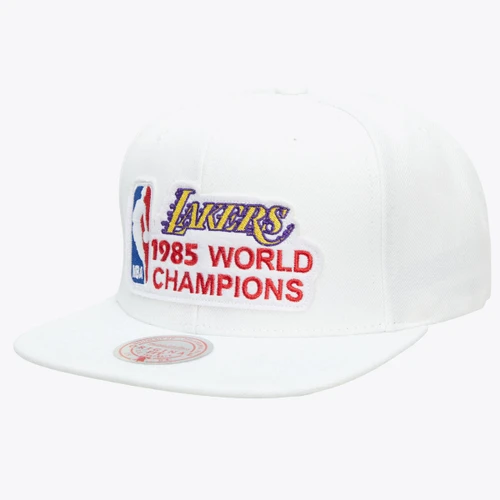 Los Angeles Lakers Snapback 1985 World Champions White Mitchell And Ness