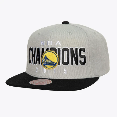 Golden State Warriors Snapback 2015 World Champions Grey And Black  Mitchell And Ness