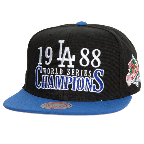 Los Angeles Dodgers Mens Snap Back Hat 1988 World Series Champions Black Mitchell And Ness