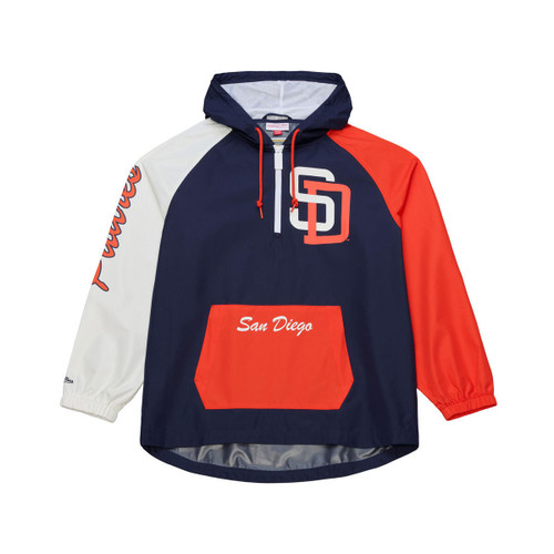 San Diego Padres Mens Retro Light Weight Hooded Windbreaker Two Sided 3 Color Mitchell And Ness