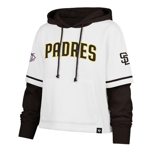 San Diego Padres Womens Hooded Pullover Crop Top White And Navy Brand 47