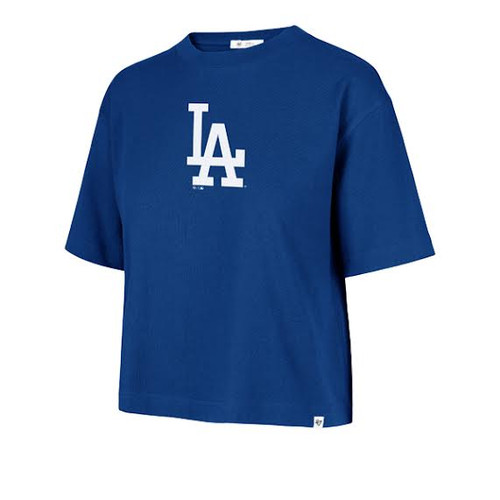 Los Angeles Dodgers Womens Crop Cut Tee Two Sided Blue Brand 47