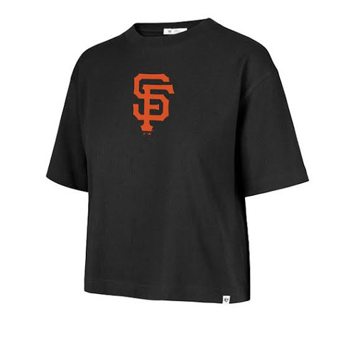San Francisco Giants Womens Crop Cut Tee Two Sided Black Brand 47