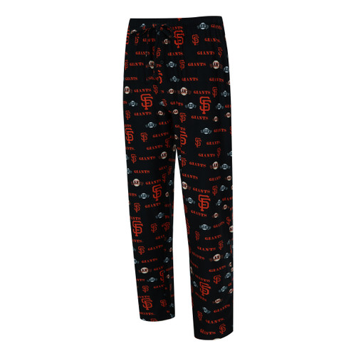 San Francisco Giants Mens Black Mosaic Knit Pajama Pants with All Over Logo by College Concepts