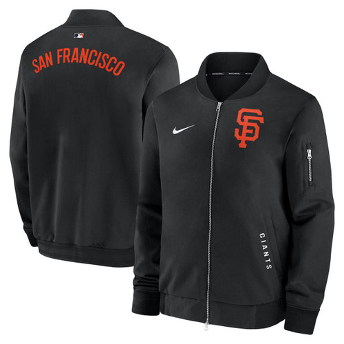 San Francisco Giants Mens Full Zip 2 Sided Bomber Jacket Black Nike