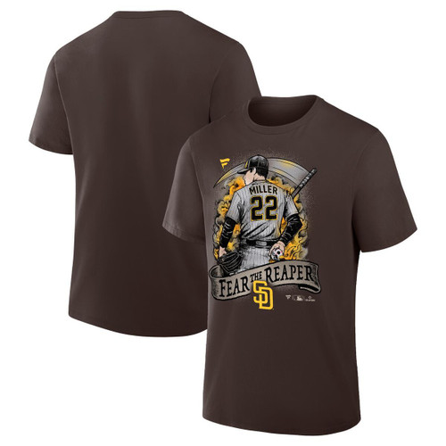 San Diego Padres Mason Miller # 22 Fear The Reaper Banner Tee Brown Fanatics