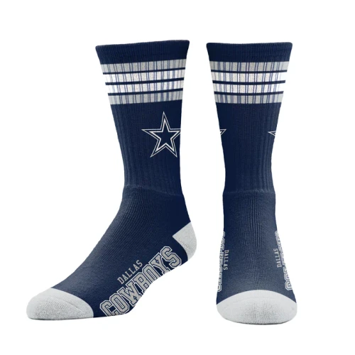 Dallas Cowboys Men's Four Stripe Crew Sock By For Bare Feet