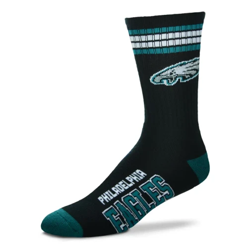 Philadelphia Eagles Men's Four Stripe Crew Sock By For Bare Feet