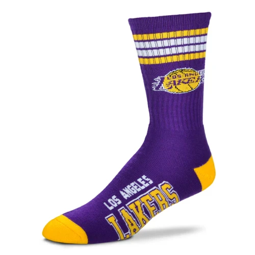 Los Angeles Lakers Men's Four Stripe Crew Sock By For Bare Feet