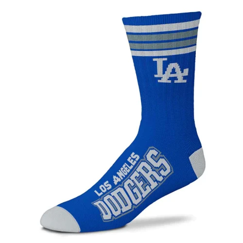 Los Angeles Dodgers Men's Four Stripe Crew Sock By For Bare Feet