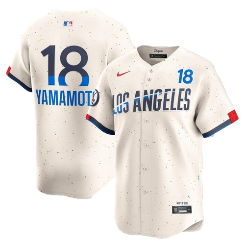 Los Angeles Dodgers Yoshinobu Yamamoto # 18 City Connect Limited Jersey Cream Nike