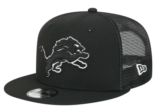 Detroit Lions Black and White New Era Trucker 9FIFTY Snapback Hat
