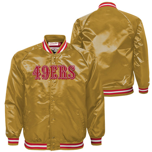 San Francisco 49ers Youth Satin Jacket Snap Front Gold Mitchell And Ness