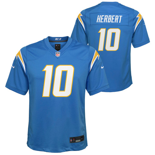 Los Angeles Chargers Justin Herbert # 10 Youth Home Game Jersey Light Blue Nike