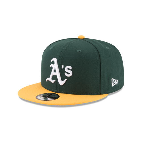 Oakland Athletics Basic Logo League Snapback Hat Green And Gold New Era
