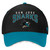 San Jose Sharks Mens Black and Active Blue Fundemental Structured Flex Fit Cap