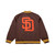 San Diego Padres Mens 2 Sided Satin Jacket With Patches Brown Mitchell And Ness