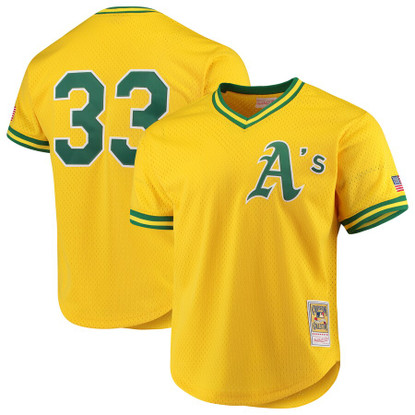 Jose Canseco Oakland Athletics Mitchell & Ness Cooperstown Collection Gold  Mesh Batting Practice Jersey