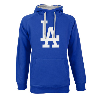 Men's Antigua Black Los Angeles Dodgers Team Logo Victory Full-Zip Hoodie