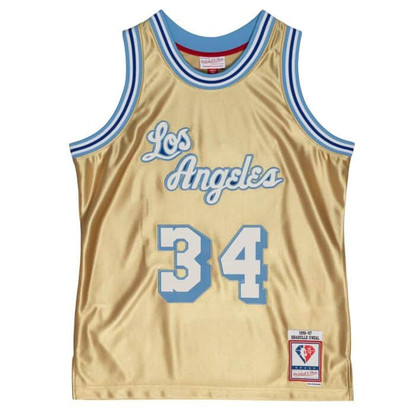 Mitchell & Ness Men's 75th Anniversary Gold Swingman Shaquille O'Neal Orlando Magic 1993-94 Jersey Large