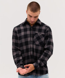 Base Flannel Long Sleeve Shirt – Shirts – available in Grey/Black, Red/Black – thumbnail 9 of 10