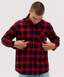 Base Flannel Long Sleeve Shirt – Shirts – available in Grey/Black, Red/Black – thumbnail 10 of 10