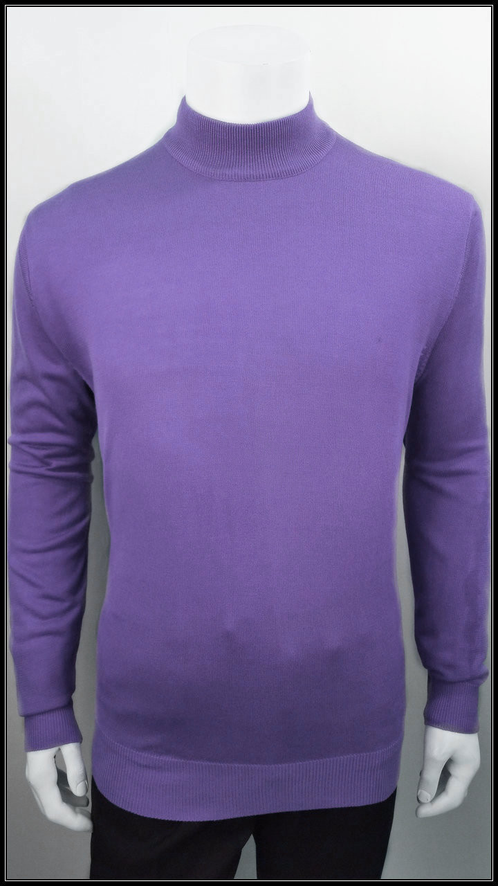 LaVane Mens Solid Cream Pullover Cotton Blend Mock Neck Sweater Shirt 